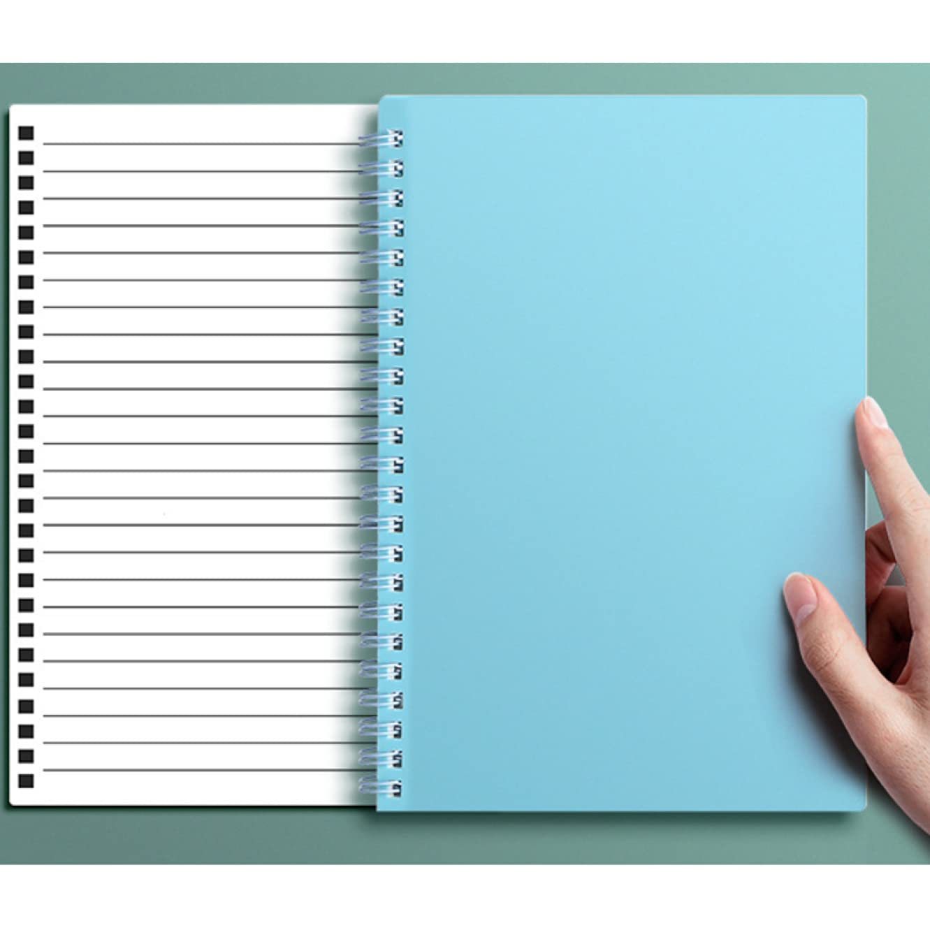 Amazon | QQZSG ノート ポケット付メモ 青 ノート シンプル リング 横